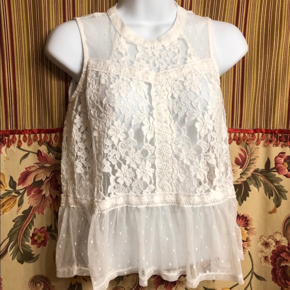 (🛍️2 for 8.00)No yeah Girl White Lace Top - Picture 2 of 8